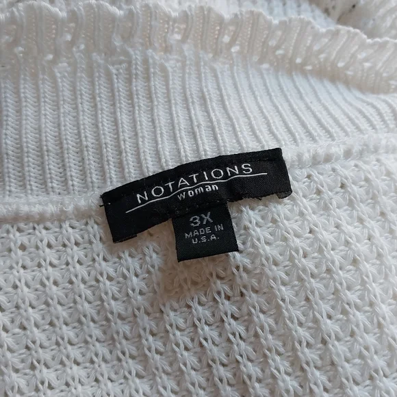 Vintage Notations Womens Size 3X Crochet Knit White Crop Open Cottage Cardigan - Picture 8 of 11